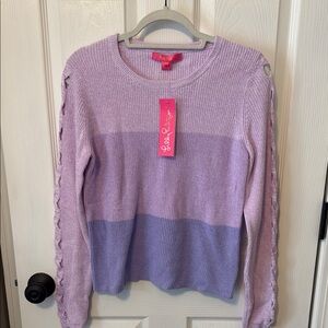 Purple and Lavender Sweater with Lace-Up Sleeves Brand New Lilly Pulitzer